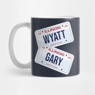 Gary and Wyatt License Plates - Weird Science Mug